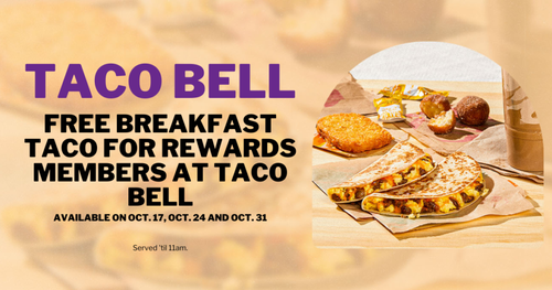 Free Breakfast Taco for Reward Members at Taco Bell